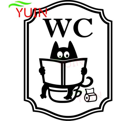 WC Toilet Cartoon Cat Decals Fashion Body Window Decoration PVC Waterproof Sunscreen Car Stickers Black/white/red/laser/silver