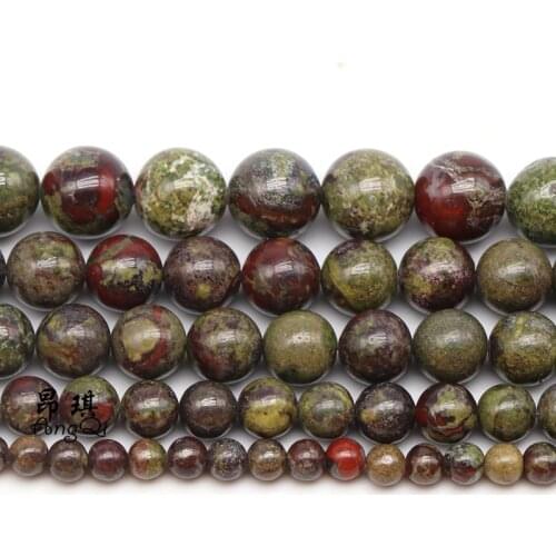 Natural Dragon Blood Stone Round Loose Beads 4 6 8 10 12 MM Pick Size Gem Beads For Jewelry Making DIY Bracelet 15inches Strand