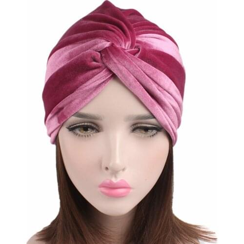 New Muslim Women Hijabs Hats Velvet Cross Turban Dreadlock Sleeping Hat for Hair Loss Bonnet Tube Comfortable Hat