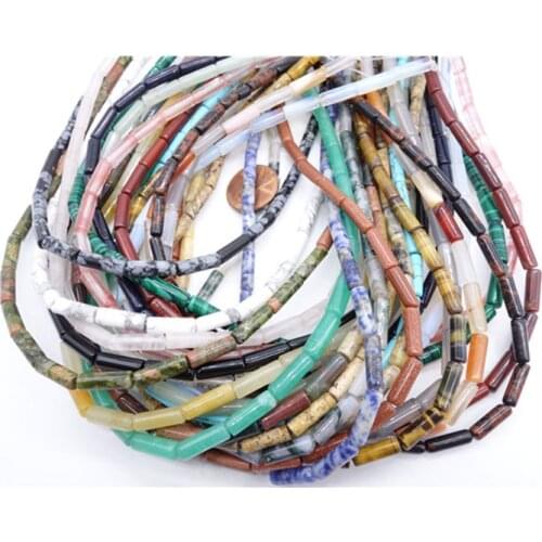 Wholesale 4*13mm Circular Tube DIY Jewerlry Beads Necklace Natural Semi-Precious Stone