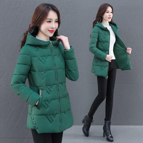 Hooded Parkas Winter Jacket Coat Womens 2021 Fashion Slim Cotton Padded Long Coat Plus size Thicken Warm Female Snow Outwear