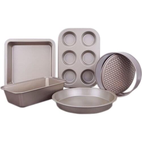Baking mould 5-piece set cake mould toast box pizza plate deep baking plate 6 round baking plate cake decoration accessories