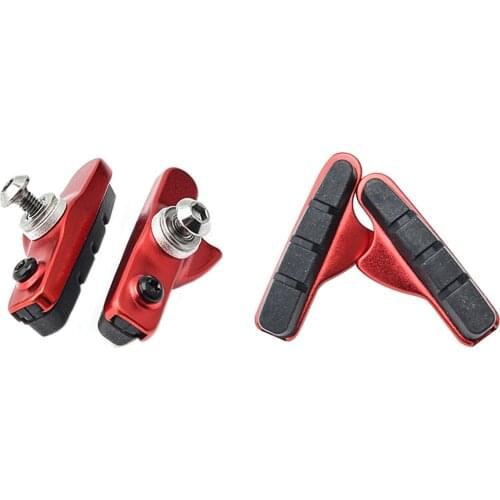 2 Pairs Durable Bicycle mountain Cycling Bike V Brake Holder Pads with mud trough silent Shoes Blocks pads rubber sheet Replace