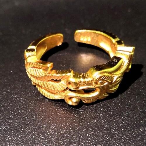Punkboy Fashion Mens Ring Palace Style Domineering Golden Dragon-shaped Opening Ring for Men Party Jewelry