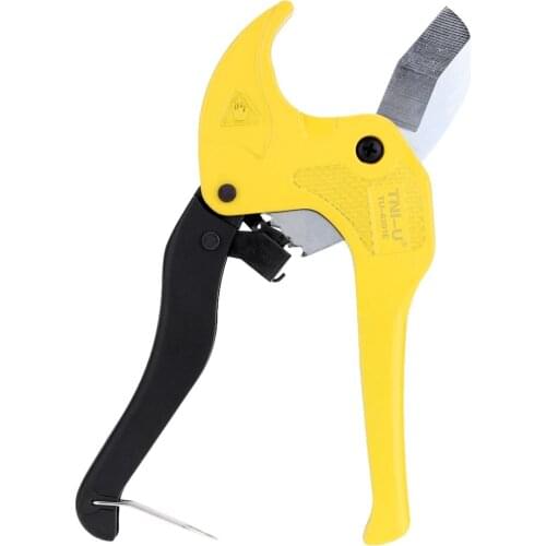 TU-6301E Ratcheting PVC Pipe Cutter High Quality Plastic Pipe and Tubing Cutter Dual Colors Handles Sharp Cutting Tool
