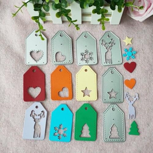 6Pcs Christmas labels metal cutting Die moulds DIY photo album card embossing paper making deer snowflakes moulds