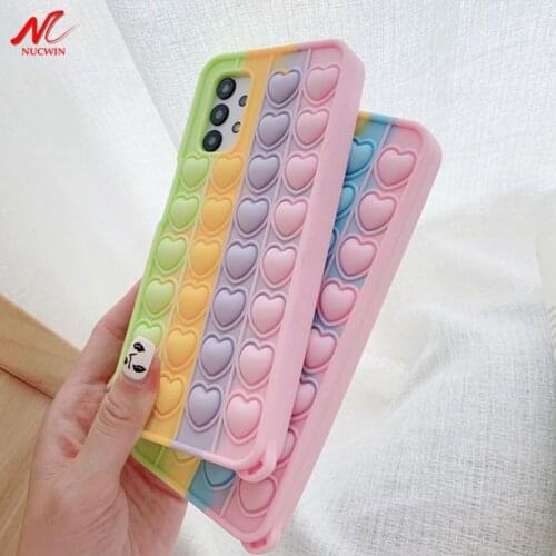 S9 Plus Case 3D Love Heart Bubble Fidget Reliver Stress Case for Samsung S21 S20 S10 Plus Note 9 10 Pro 20 Ultra A32 A31 A51 A71