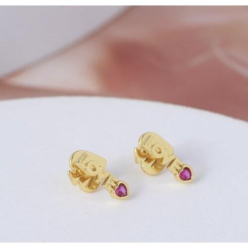 Popular logo act the role ofing is tasted Simple letters LOVE pink diamond bracelet earrings