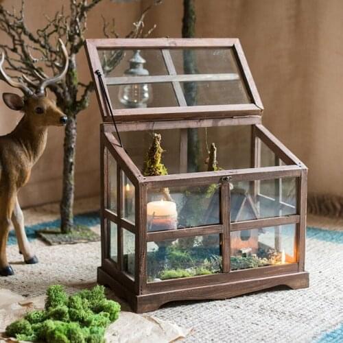 Glass Box Greenhouse Micro Landscape Display Box Storm Lantern Candlestick Storage Grocery Garden Ins