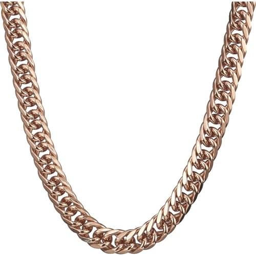 Heavy Huge 14/16mm Rose Gold Tone Cuban Curb Link Chain Stainless Steel Necklace/Bracelet Mens Gift 7-40 inch Custom Size
