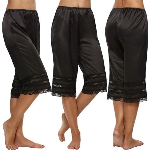 Women Classic Panties Lace Floral Hollow Out Striped Women Shorts Loose Wide Legs Female Vintage Palace Panties