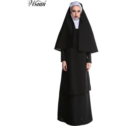 High Quality New Adult Halloween Party Costumes Sexy Womens Nun Sister Robes Clothes Cosplay Religious Catholic Costume