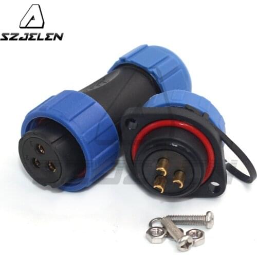 1Set SP21 Chassis Panel Mount 3pin Waterproof IP67 Circular Power Industrial Circular Connector, Outdoor Waterproof Connecto