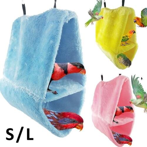 1Pc Winter Warm Bird Parrot Nest House 2-Layer Plush Hanging Bed Hammock for Parakeet Hamster Budgie Bird Cage Pet supplies