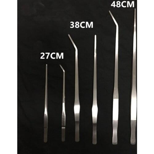 27/38/48cm Aquarium Live Tank Straight Curve Plant Tweezers Stainless Steel Long Tongs Plant Shrimp Reef Tank Crooked Tweezer