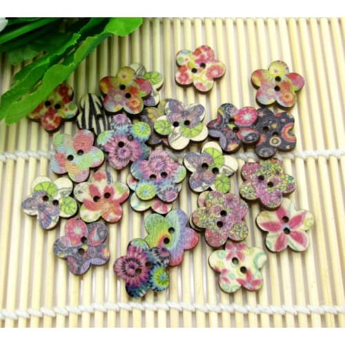 50Pcs Mixed Wood Heart Sewing Buttons For Kids Clothes Scrapbooking Decorative Botones Handicraft DIY Accessories