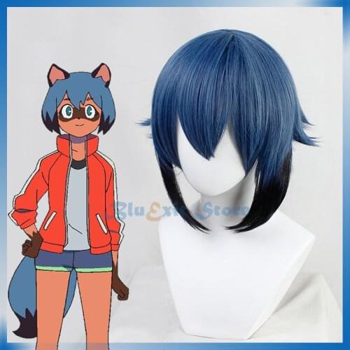 Anime BNA Cosplay BRAND NEW ANIMAL Michiru Kagemori Wig Blue Short Synthetic Hair Mixed Black