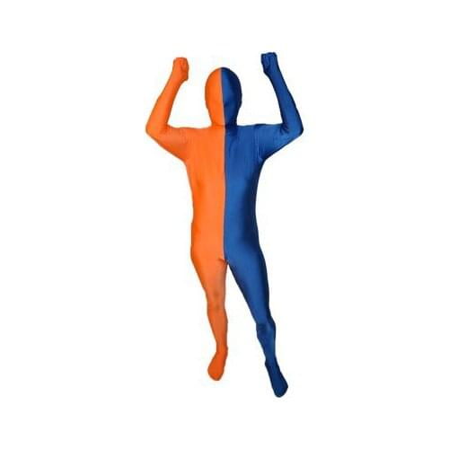 Split Bodysuit Unisex Spandex Zentai costume party Catsuit Unitard Multi-Color Orange&Blue
