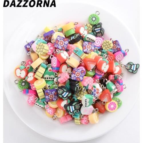 Cute Fruit Shape Beads 30-90Pcs Colorful Polymer Clay Loose Spacer Beads For Jewelry Making DIY Bracelet Necklace Accessories