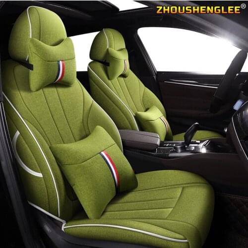 ZHOUSHENGLEE Custom FLAX car seat covers For Volkswagen Passat Beetle Tuareg Tiguan Phaeton VW R36 Eos MAGOTAN Scirocco car seat