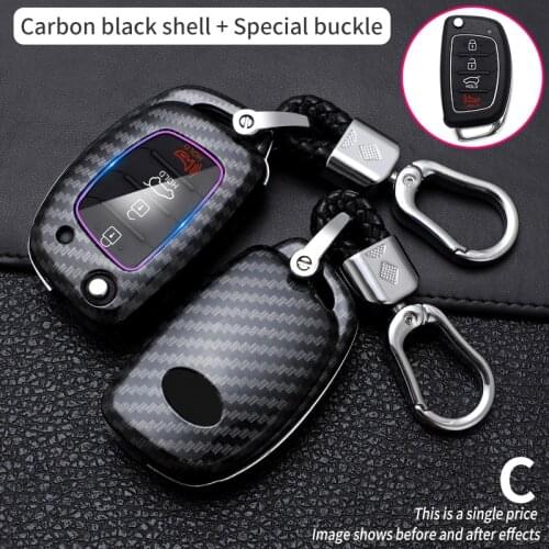 Carbon Fiber Key Case Car Cover For Hyundai Tucson TL Sonata Ix35 I40 I20 Creta Santa Fe GLS SPORT Elantra Flip Key