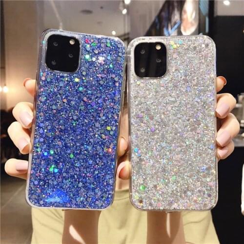 Glitter Sequins Phone Case For iPhone 11 Pro 12 Pro Max XS Max XR X 7 8 Plus 12 Mini SE2020 Luxury Clear Candy Gradient Cover