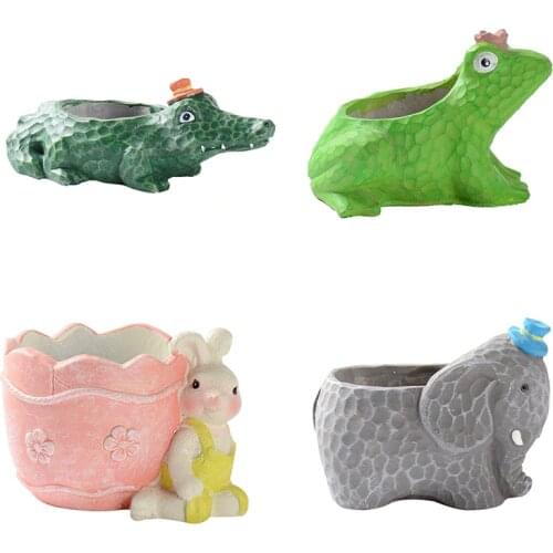 Succulent Plants Pot Silicone Concrete Mold Cute Animal Flowerpot Mould Cement Planter Maker