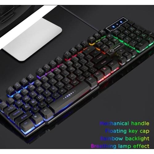 LX9B GK50 Rainbow Backlight Gaming Keyboard RGB Gaming Keyboard Dedicated Media Keys & Dial Classic Black White