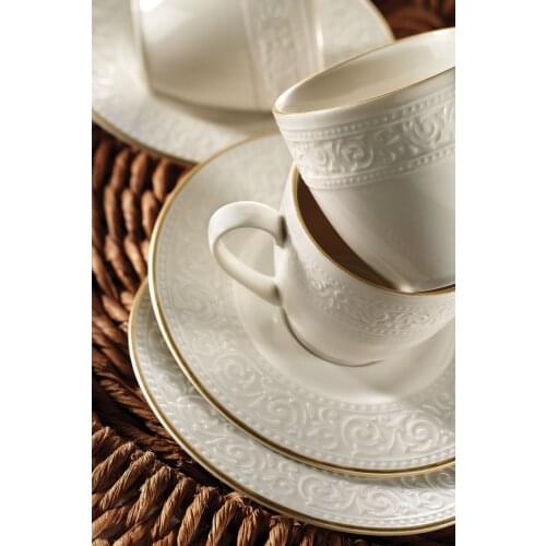 DOLBOVI Kutahya Has Porcelain Açelye Cream Gold Fishnet coffee cup Pad mug кружка coffee cup cup