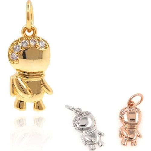 CZ Astronaut Pendant, Fashionable Gold Necklace, Mens and Womens Jewelry, Charm 17x6.6x2.2mm