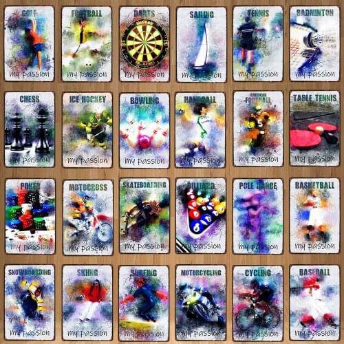 【YZFQ 】Football Motorcycling Metal Retro Signs Tennis Sports Passion Wall Bar Gym Home Art Cinema Vintage Decor DU-7483B