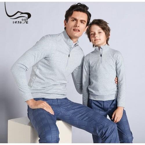 EAGEGOF Men Golf pullovers Parent-child clothing Autumn winter golf shirt Long Sleeve Boys Golf Apparel Zipper