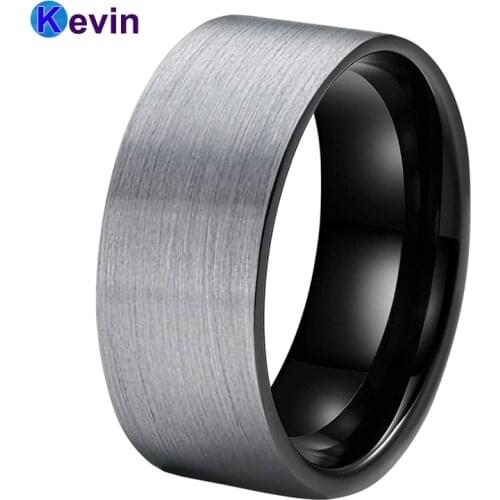 Black Tungsten Carbide Men Ring Black Wedding Bands 10MM Comfort Fit
