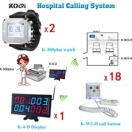 New Arrivals LED display Wireless Nurse Call Emergency Pager System of 1 Display and 2 Watch Pagers For Nurse And 18 Call Bells