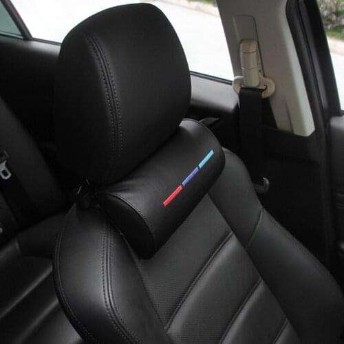 Car Styling Seat Neck Pillow Protection PU Auto Headrest Support Rest Travelling Car Headrest Neck for BMW ///M Accesories