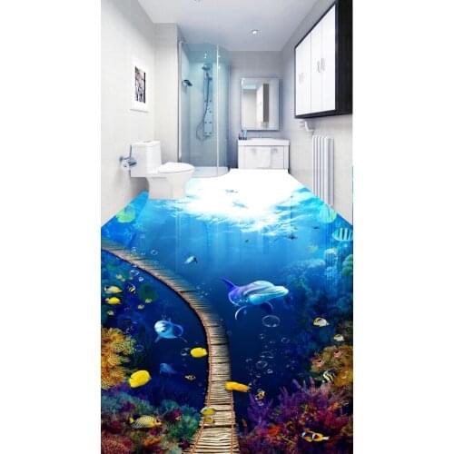 Custom floors 3d murals wallpaper for living room Underwater World Fantasy 3D Floor pvc self-adhesive wallpaper