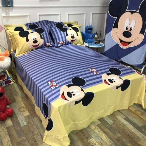 Disney Blue Purple Mickey Pattern Bedding Childrens Bedroom Decoration Duvet Bed Cover Pillowcase Bed Sheet Home Textile