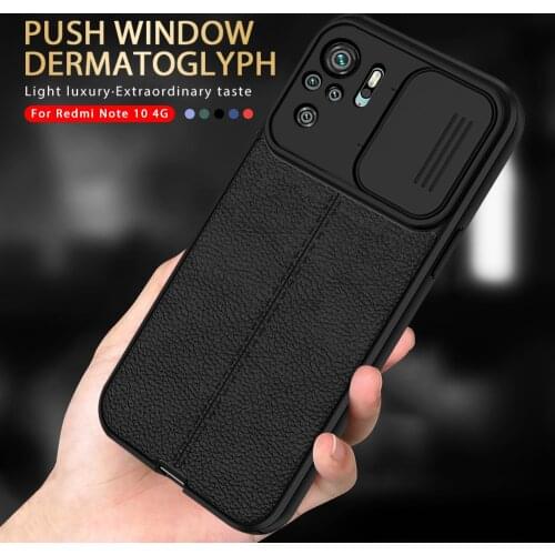 Lychee Patten Soft Silicone Shockproof Coque For Redmi Note10 Pro Case Push Window Camera Protection Case Redmy Note 10 Pro 10S