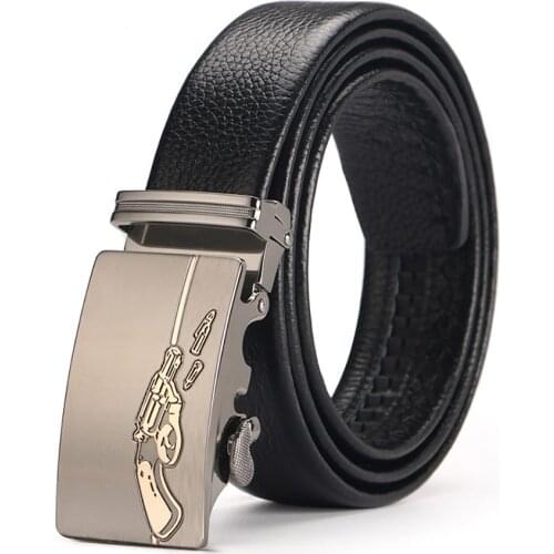 New Belt Men Top Quality Genuine Leather Belts for Mens business Strap Male Metal Automatic Buckle Length 110-130cm