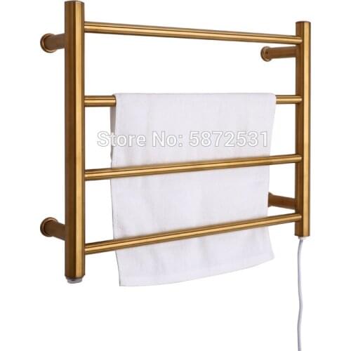 Luxurious Gold towel warmer electric Rail 4 Bars Ladder 304 stainless steel Clothes/towel warmer rack for bathroom
