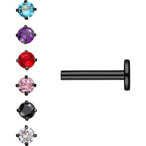 BONISKISS New Trend Charm Earrings For Women Beauty Classic and Exquisite Six-Color Zircon Men Stainless Steel Earring Jewelry