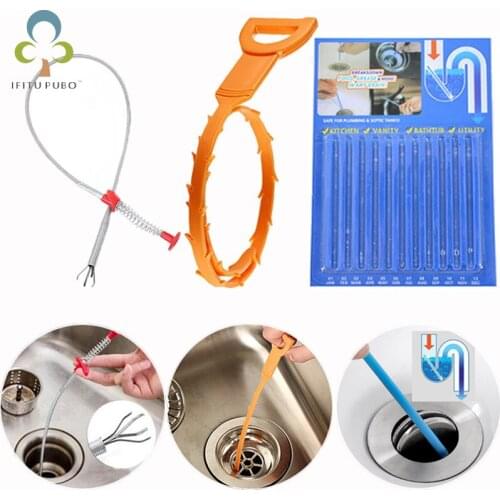 Pipe Dredger Hair Cleaner Anti-blocking Cleaning Hook Spring Dredge Dissolve Decontamination Stick Household Tools LXX