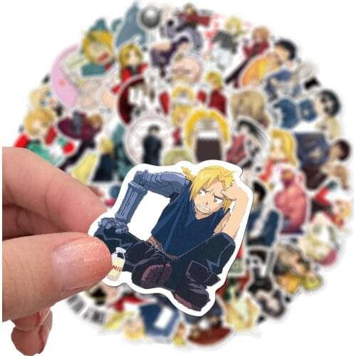 50pcs Fullmetal Alchemist Stickers Anime Suitcase Skateboard Laptop Luggage Fridge Guitar Waterproof PVC Anime Stickers Decal