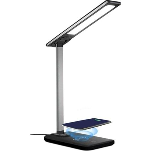 LED Desk Lamp with Wireless Charger,3 Modes 6 Brightness Dimmable Office & Study Table Lamp with USB Charging Port