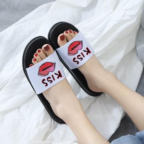 Home Slippers Floor Family Shoes Beach Summer slippers Fashion slippers for women KISS Sexy red lips Slippers Women