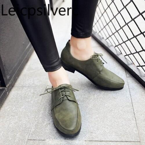 Pumps Spring and autumn The New fashion Round head Lace-up Thick heel Low-heeled Womens shoes plus size 30-50