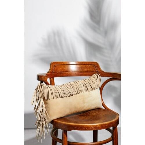 Unique Handmade Beige Coloured Decorative % 100 Genuine Leather Rectangle Cushion %100 leather for interior decoration use