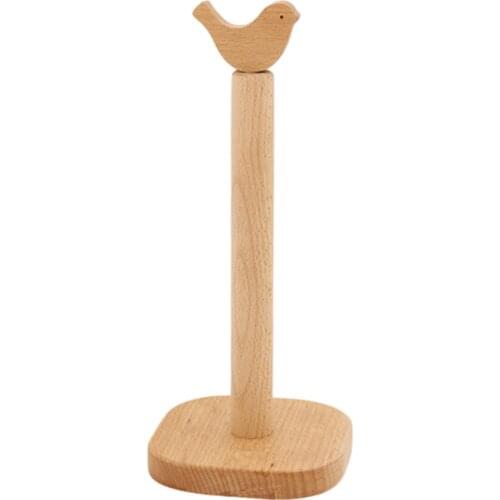 Vertical Wood Paper Towel Holder Home Kitchen Roll Paper Storage Rack Cartoon Animal Tissue Shelf Household Supplies