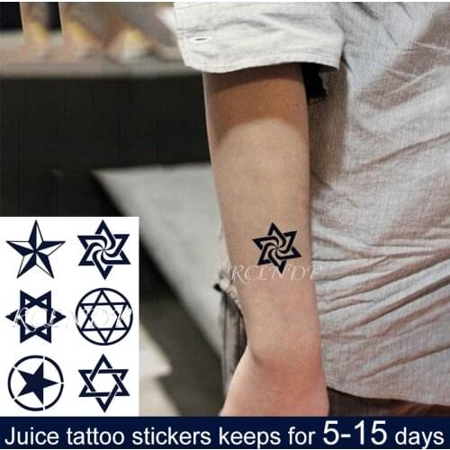 Waterproof Temporary Juice Ink Tattoo Sticker Star Circle Totem Patterns Fruit Gel Long Lasting Art for Men Women