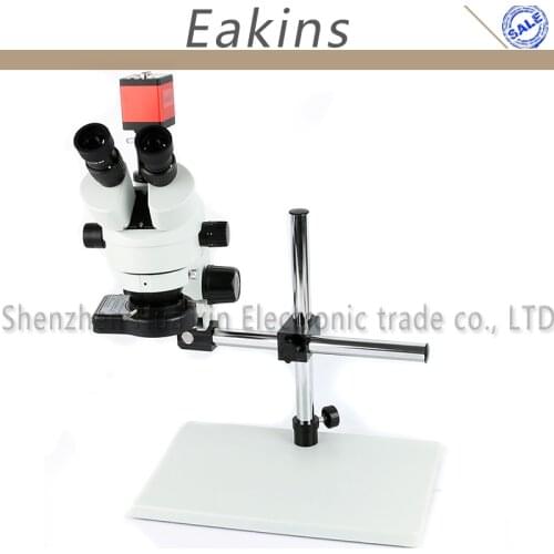 Revolving 7X-45X Zoom Trinocular Stereo Microscope+720P 13MP VGA HDMI Video Eyepiece Camera+144 LED Ring Light For For Phone PCB